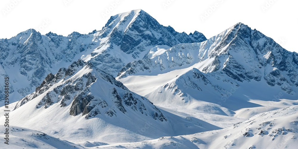 Obraz premium Snowy Mountains peaks separated on white background