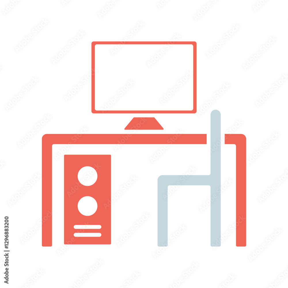 Icon a desk, isolated against a clean background. Icon a desk, isolated against a clean background.