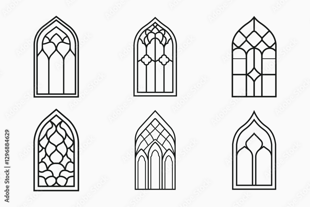 Islamic window outline icon bundle set in isolated flat line art vector illustration for eid celebration Islamic window outline icon bundle set in isolated flat line art vector illustration for eid celebration