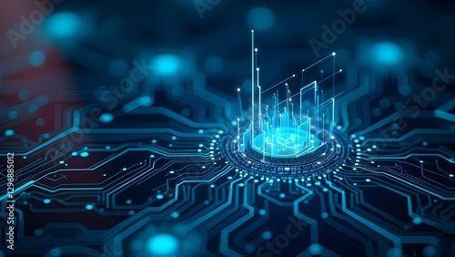 Digital background perfect for tech processes, neural networks, artificial intelligence, data transfer