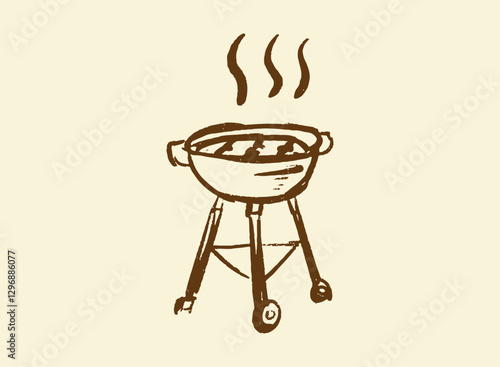 Illustration of an Vintage Handdrawn Camping Barbeque