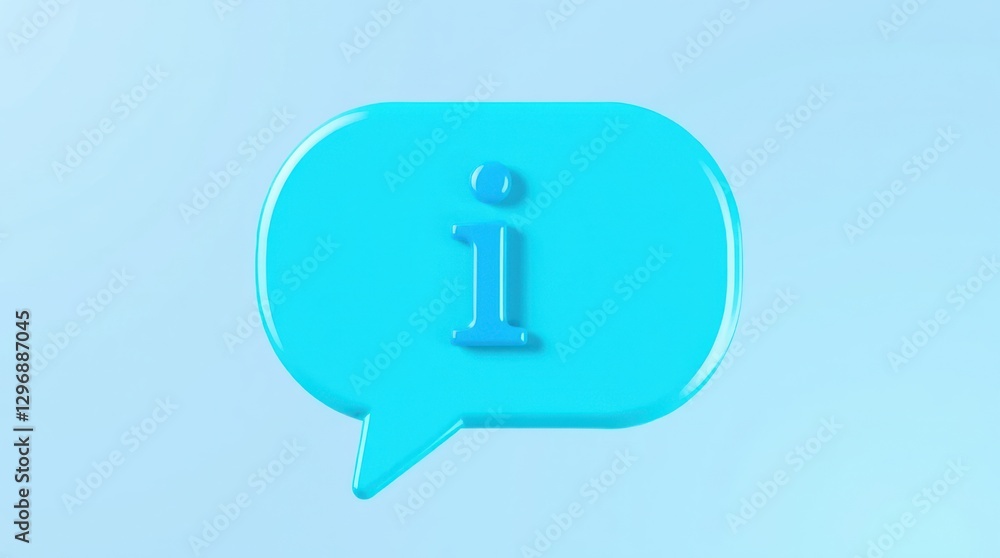 A blue information icon in a speech bubble. A simple, clean design on a light blue background. A blue information icon in a speech bubble. A simple, clean design on a light blue background.