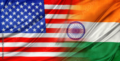 Photography America and India flags blend
