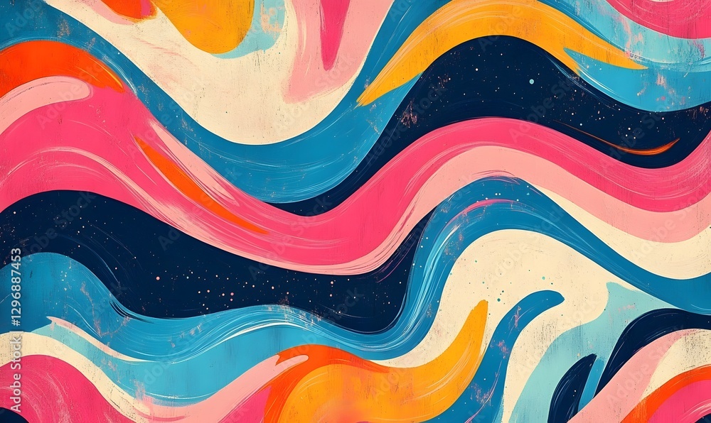 Abstract Swirls of Color with Cosmic Specks Retro Inspired Artwork Design Abstract Swirls of Color with Cosmic Specks Retro Inspired Artwork Design