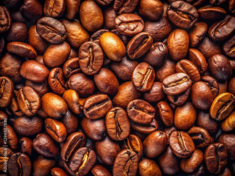 Fototapeta premium Top View Coffee Beans, Isolated Dark Roast, Rich Brown, Aromatic, Espresso