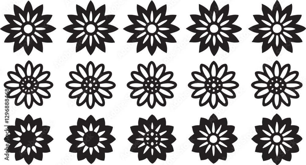 Elegant Line Art 16 Pixel-Perfect Flower Icons for Design & Branding Elegant Line Art 16 Pixel-Perfect Flower Icons for Design & Branding