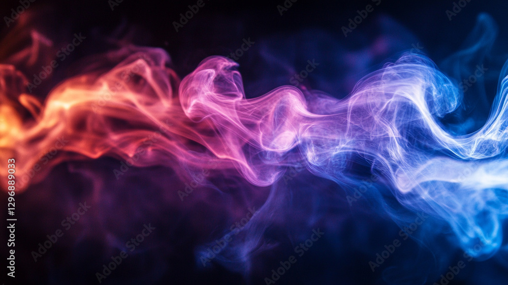 Fototapeta premium A group of smoke trails in different colors soaring through the sky, creating a vibrant display against a beautiful sky backdrop with backlighting, symbolizing unity, creativity, and modernity