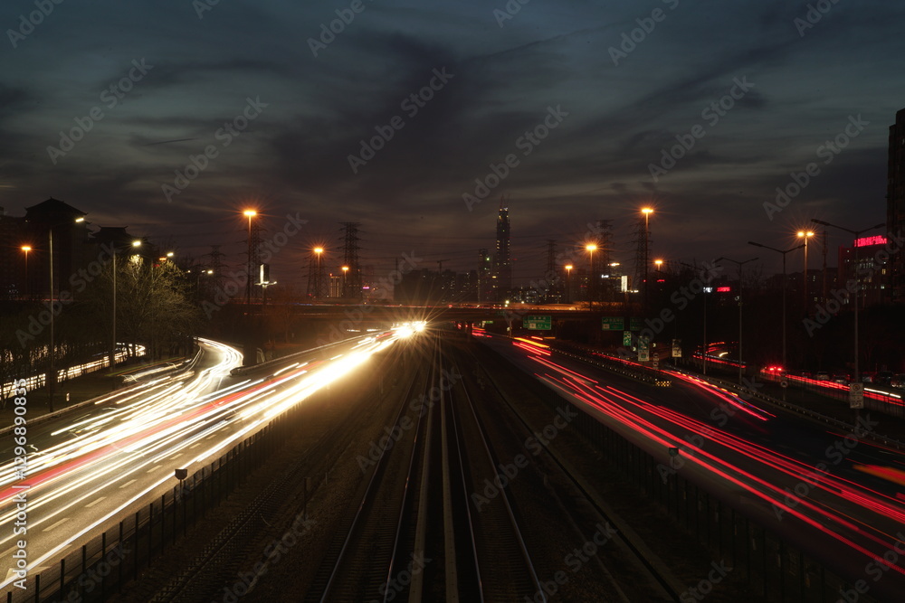 night traffic on the highway night traffic on the highway