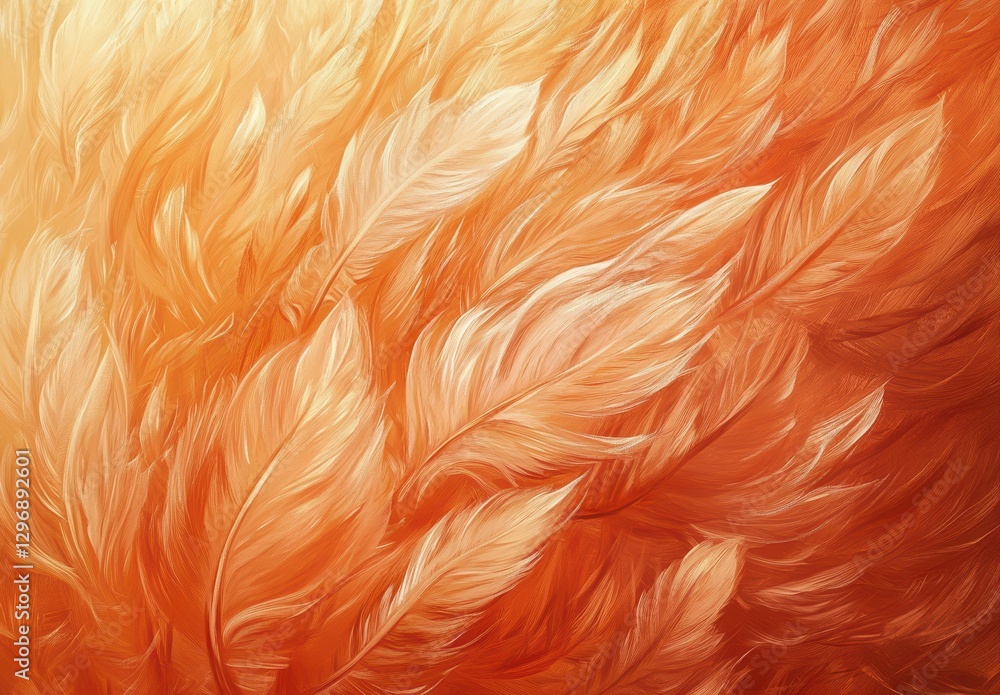 Elegant Orange and Gold Feathers Create a Soft and Warm Background for Design Projects or Creative Concepts in Art and Fashion Industries Elegant Orange and Gold Feathers Create a Soft and Warm Background for Design Projects or Creative Concepts in Art and Fashion Industries