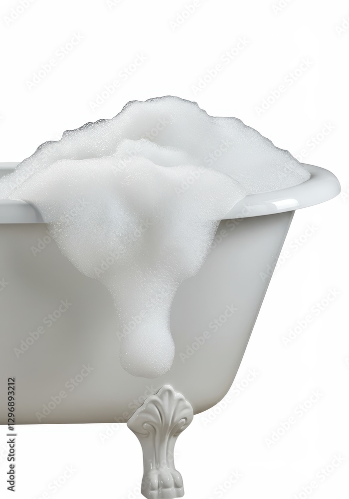 Relaxing Bath with Abundant Foam in a Clawfoot Tub Relaxing Bath with Abundant Foam in a Clawfoot Tub