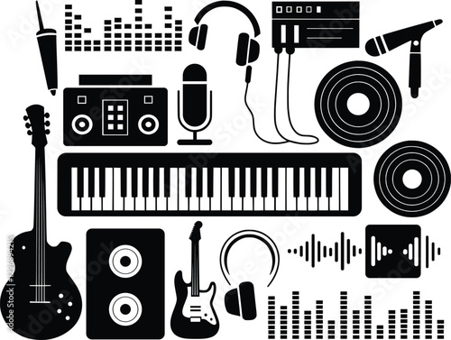 Music Equipment Icons: Instruments, DJ Gear, Audio Production & Sound Design