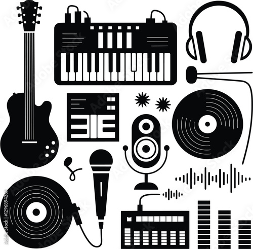 Music Production Icons, Digital Audio, Instruments, DJ Equipment & Sound Design
