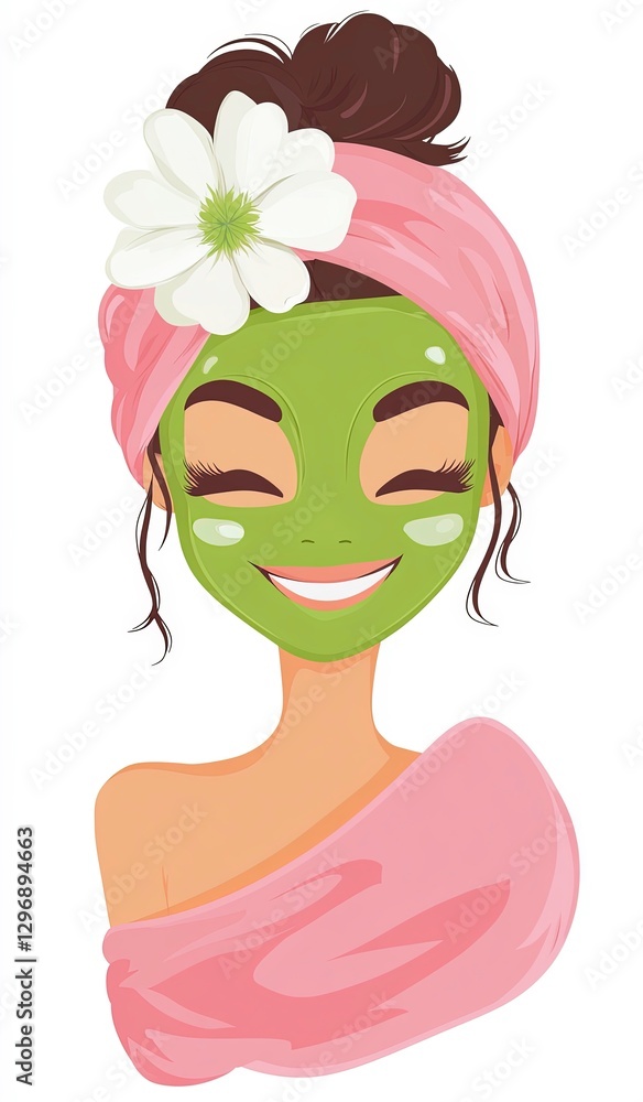 Woman enjoying a relaxing facial treatment at home in a serene environment Woman enjoying a relaxing facial treatment at home in a serene environment