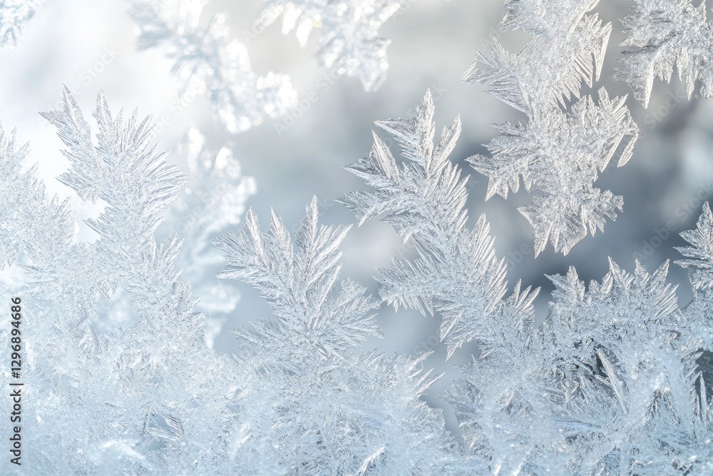 Stunning Closeup of Delicate Ice Crystals on a Window Pane Winter Wonderland Scene Stunning Closeup of Delicate Ice Crystals on a Window Pane Winter Wonderland Scene