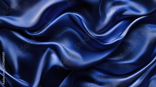Wallpaper Mural Luxurious Deep Blue Satin Fabric Draped in Elegant Waves and Folds Torontodigital.ca