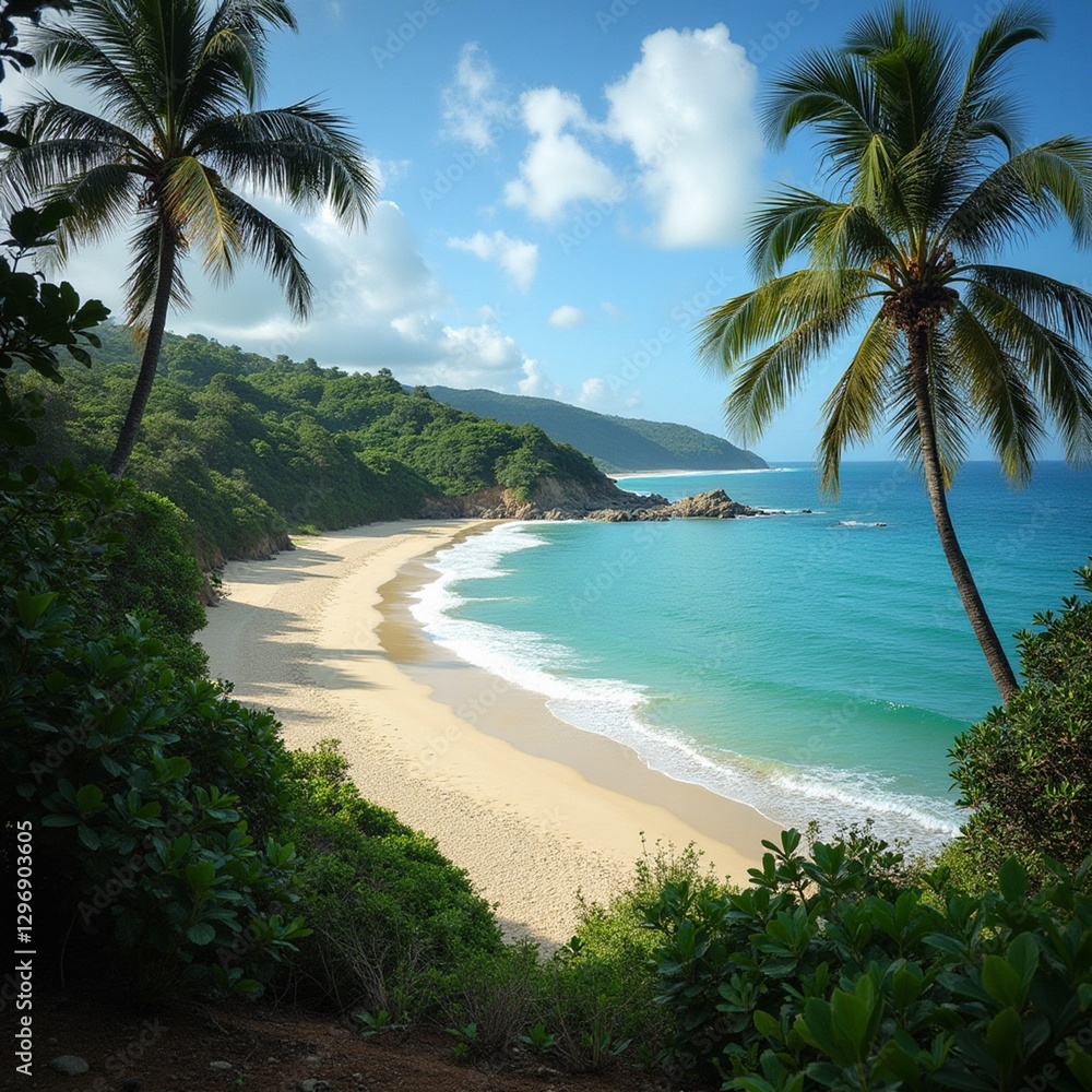 Fototapeta premium tropical beach with palm trees