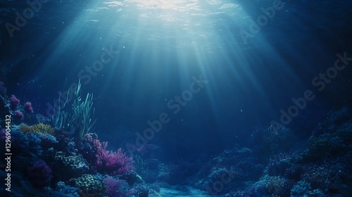 Wallpaper Mural Sunbeams illuminate vibrant coral reef underwater (1) Torontodigital.ca