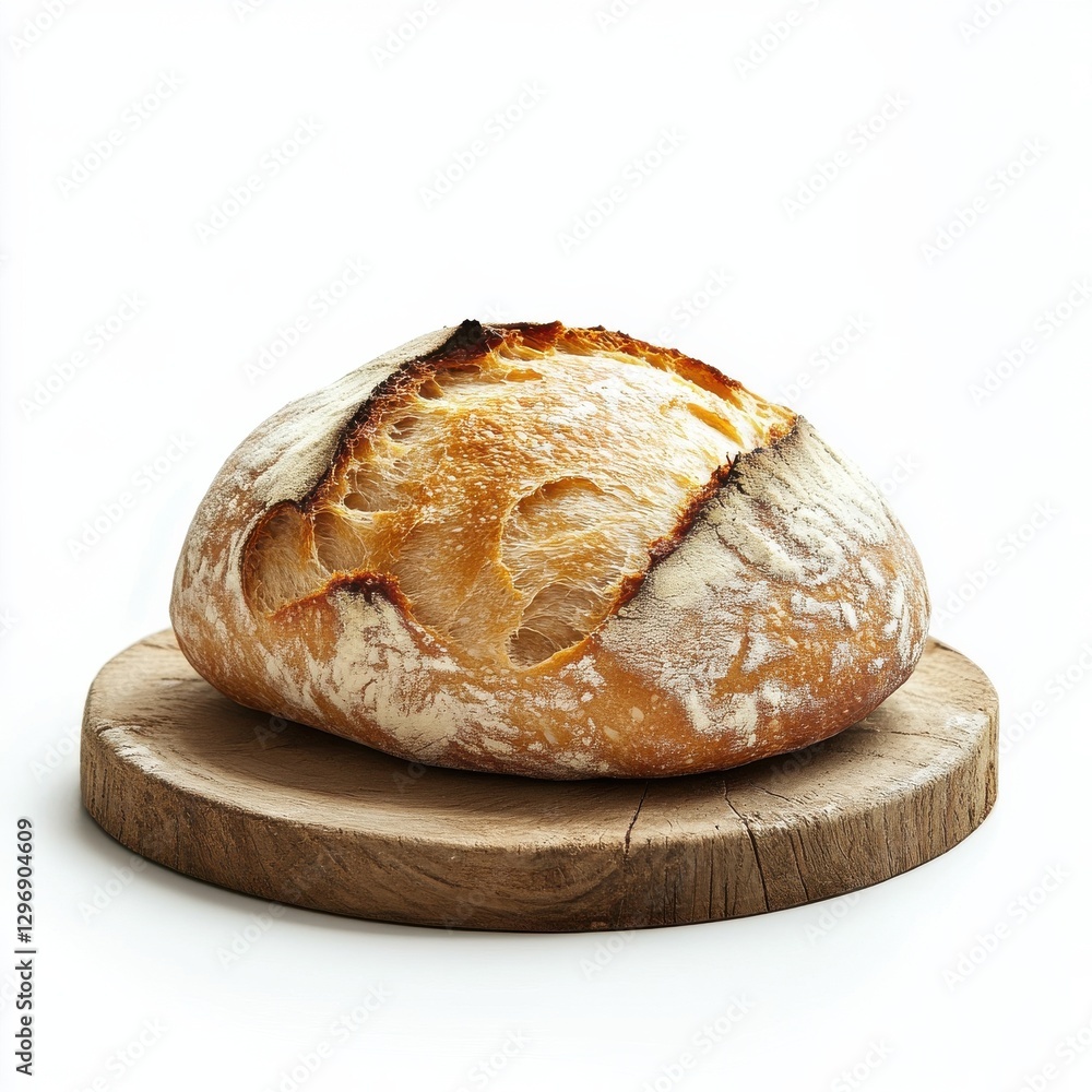 Detailed highresolution image of rustic sourdough bread on board Detailed highresolution image of rustic sourdough bread on board