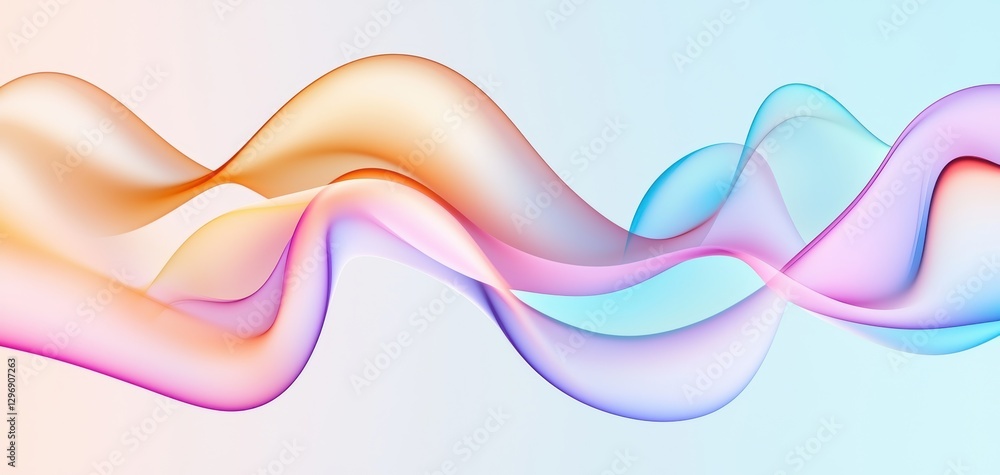 Fototapeta premium Abstract soft light waves forming delicate floating patterns in a minimalist pastel gradient