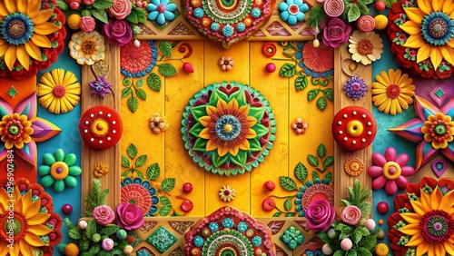 Wallpaper Mural Vibrant Cinco de Mayo Festive Backdrop: Mexican Folk Art Border & Patterns Torontodigital.ca