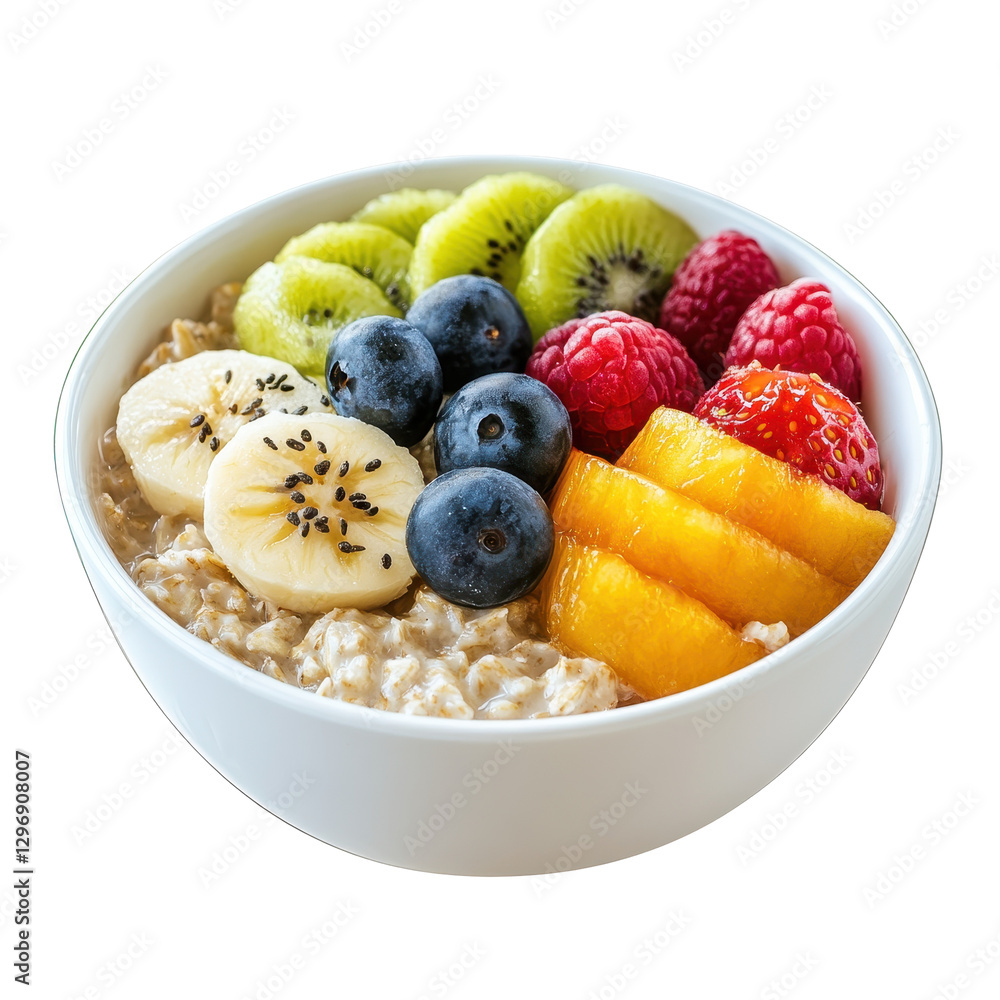 Fresh Oatmeal Bowl with Bright Fruit Slices for Healthy Breakfast Fresh Oatmeal Bowl with Bright Fruit Slices for Healthy Breakfast