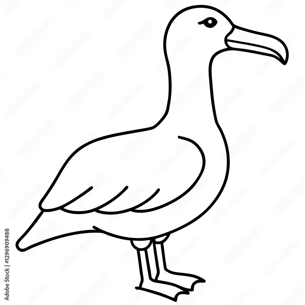 Albatross Silhouette in One-Line Vector Art Albatross Silhouette in One-Line Vector Art