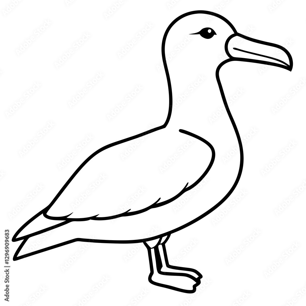 Albatross Silhouette in One-Line Vector Art Albatross Silhouette in One-Line Vector Art