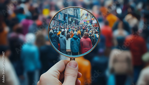 Wallpaper Mural Businessman is studying a crowd of people with a magnifying glass. Hr search candidates for work, staff recruiting. Torontodigital.ca