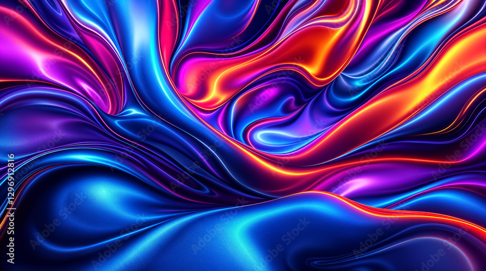 Abstract Neon Waves Background, Glowing 3D Rendered Fluid Shapes, Colorful Liquid Design Abstract Neon Waves Background, Glowing 3D Rendered Fluid Shapes, Colorful Liquid Design