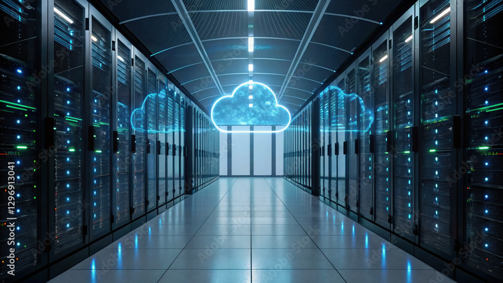 modern data center with cloud technology and server racks, showcasing advanced storage solutions and digital infrastructure modern data center with cloud technology and server racks, showcasing advanced storage solutions and digital infrastructure