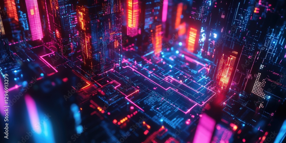 Fototapeta premium Abstract IT concept showcasing digital networks and connections