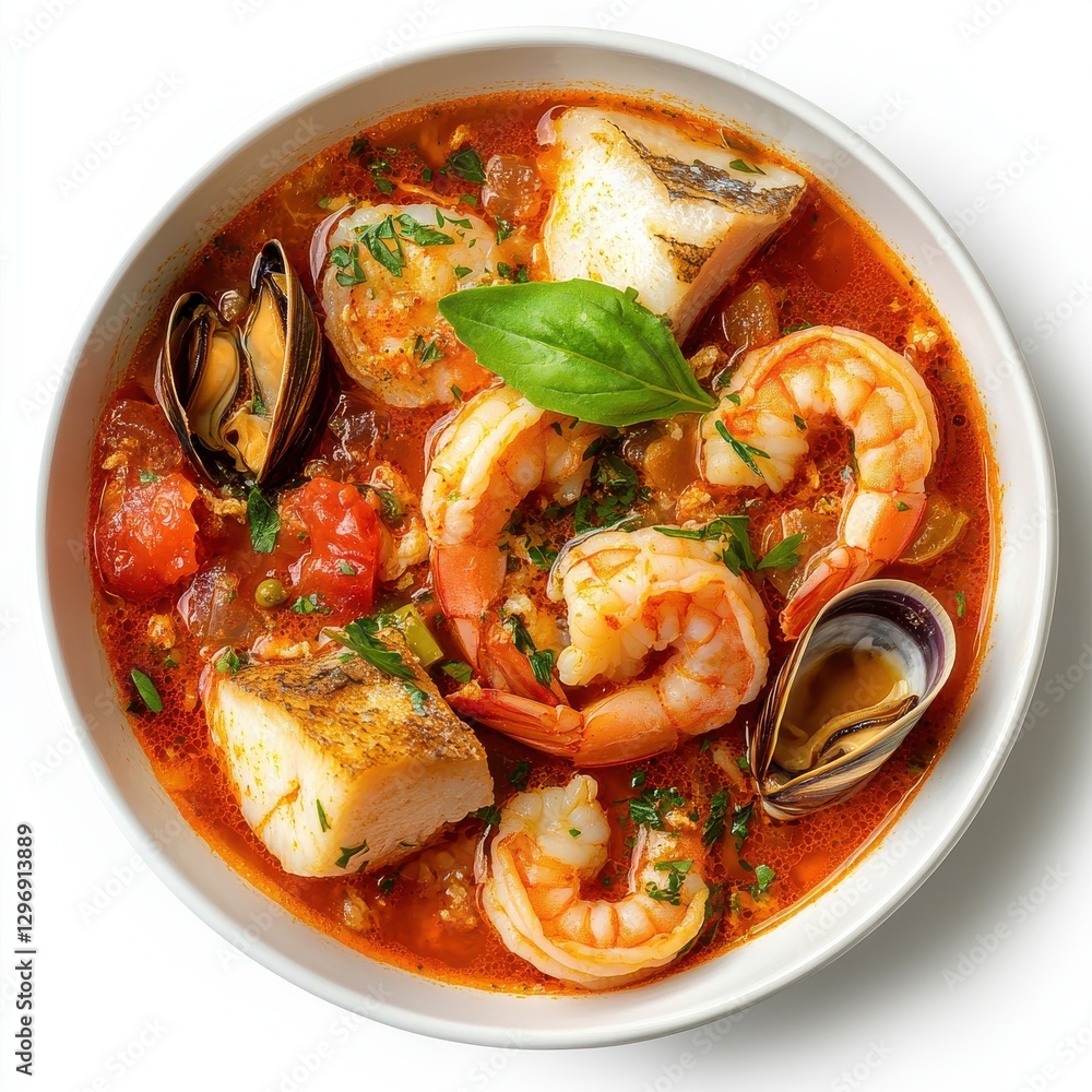 Photorealistic 4K image of Cioppino with seafood in rustic bowl Photorealistic 4K image of Cioppino with seafood in rustic bowl