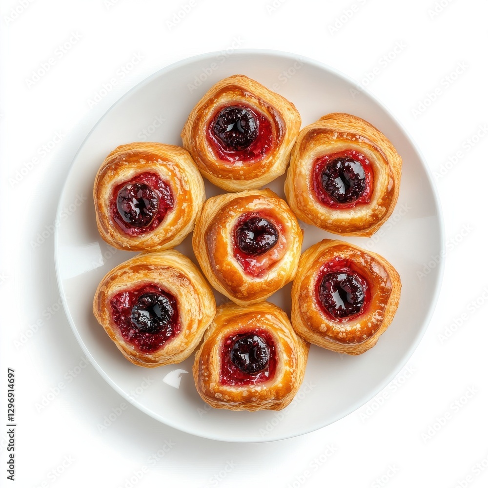 Highresolution topdown view of fruitfilled Danish pastries Highresolution topdown view of fruitfilled Danish pastries