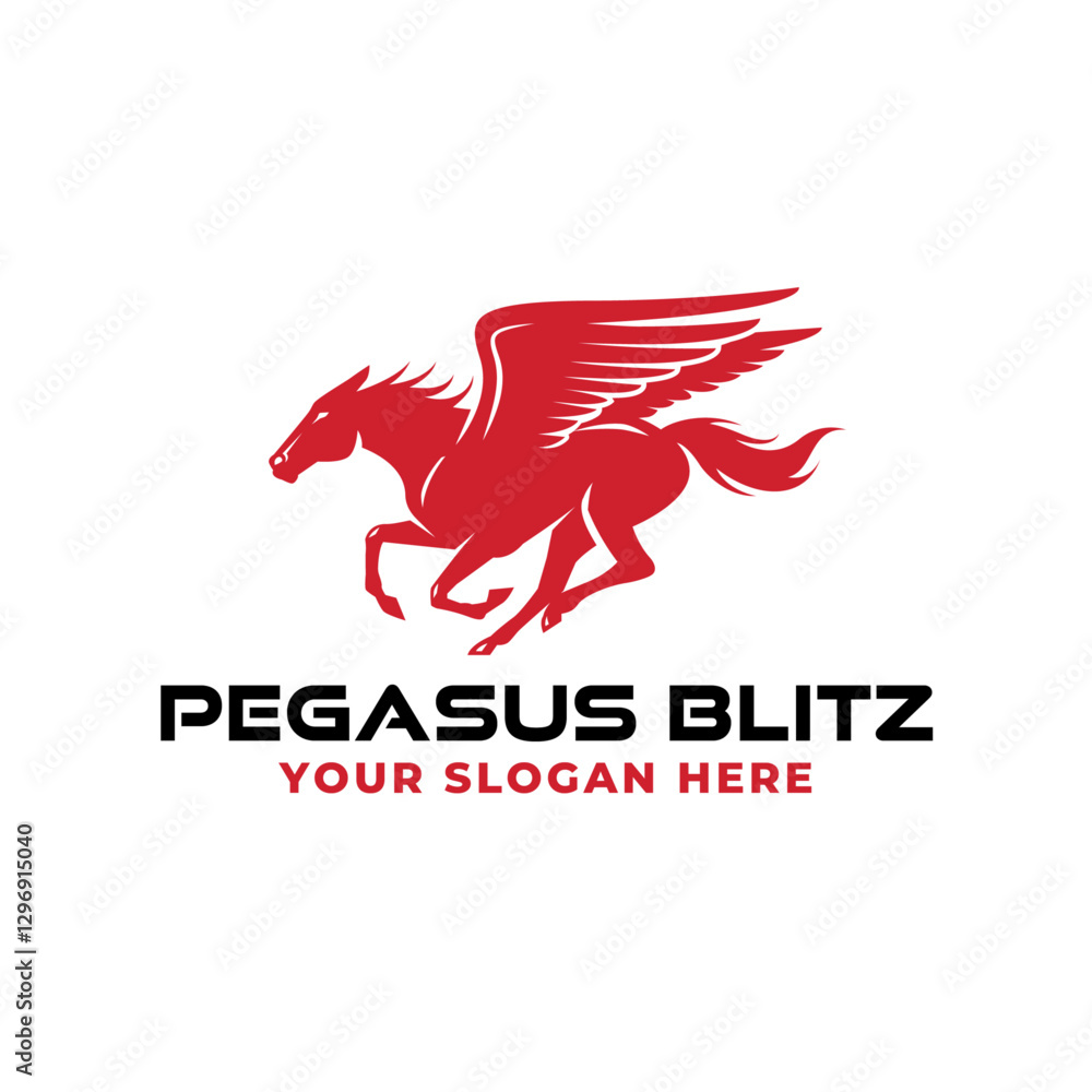Obraz premium Pegasus Blitz Running Horse Logo, Pegasus Logo, Running Horse Logo.