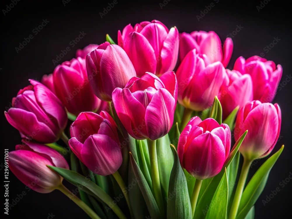 Vibrant Pink Tulips Tilt-Shift Photography - Dark Background Floral Macro Vibrant Pink Tulips Tilt-Shift Photography - Dark Background Floral Macro
