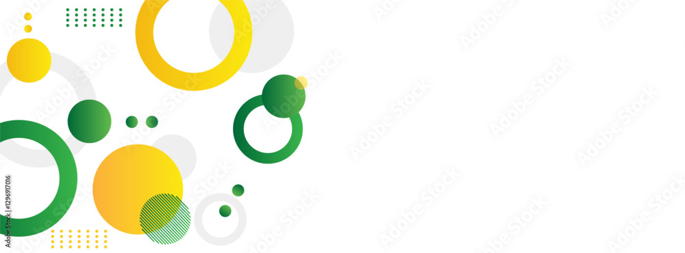 yellow and green circle banner background. Vector abstract graphic design banner pattern background template.