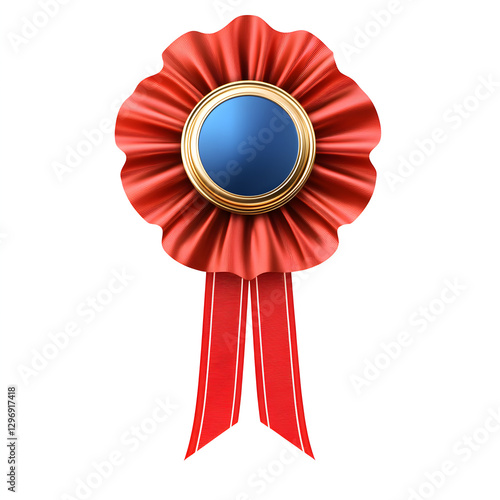 Elegant Red Award Ribbon with Decorative Rosette for Competitions, Achievements, and Celebrations