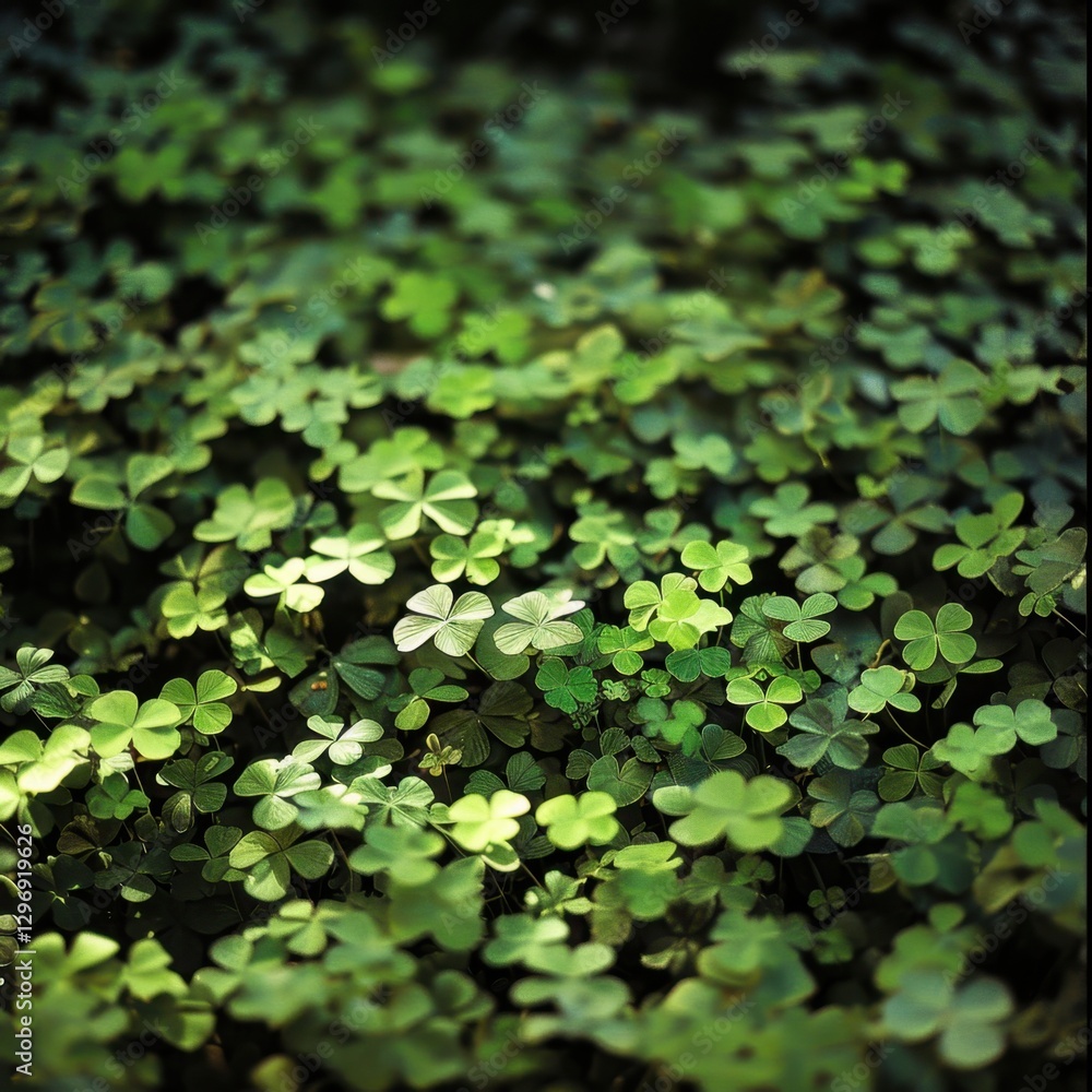 Lush Green Clover Covering Ground in Natural Outdoor Setting Lush Green Clover Covering Ground in Natural Outdoor Setting