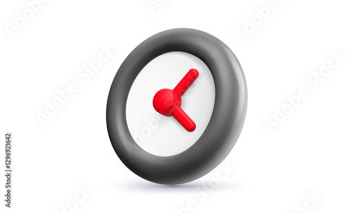 Vector realistic illustration of round wall watch with face and timer. 3d cartoon style minimal modern design of business alarm clock icon with red arrow. Success time management for fast delivery