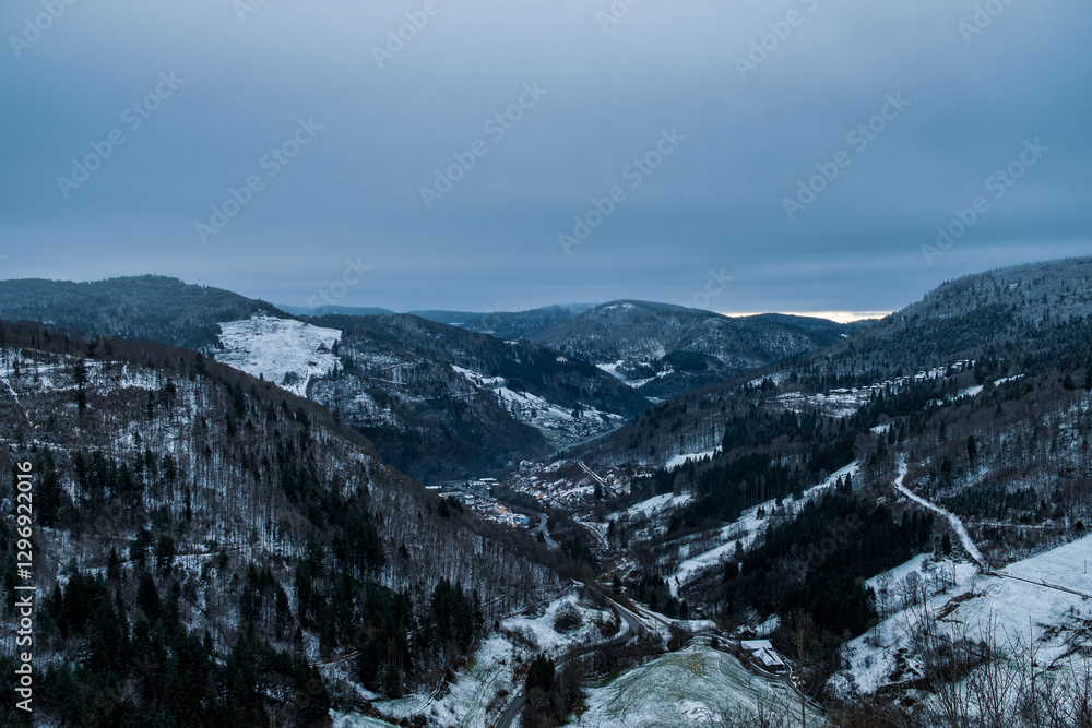 Fototapeta premium Snowy Bridge in Todtnau, Black Forest, Germany – Winter Landscape