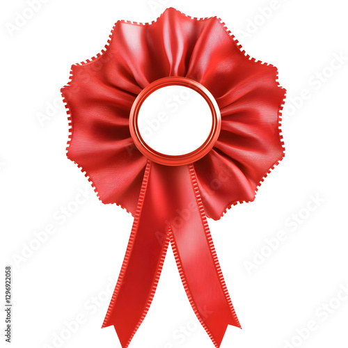 Elegant Red Award Ribbon with Decorative Rosette for Competitions, Achievements, and Celebrations