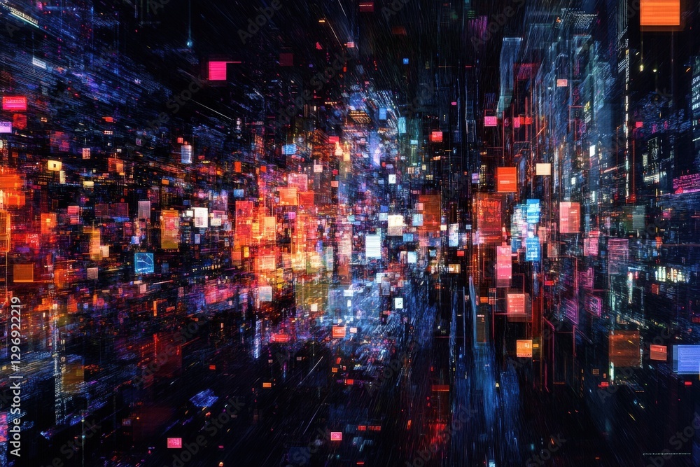 Artistic representation of data flow through a digital city Artistic representation of data flow through a digital city