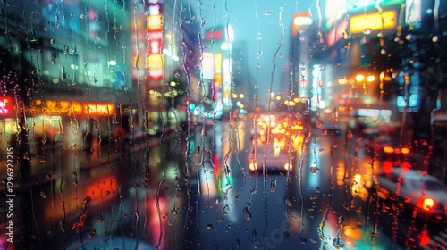Wallpaper Mural Cityscape under rain with vibrant reflections. Torontodigital.ca