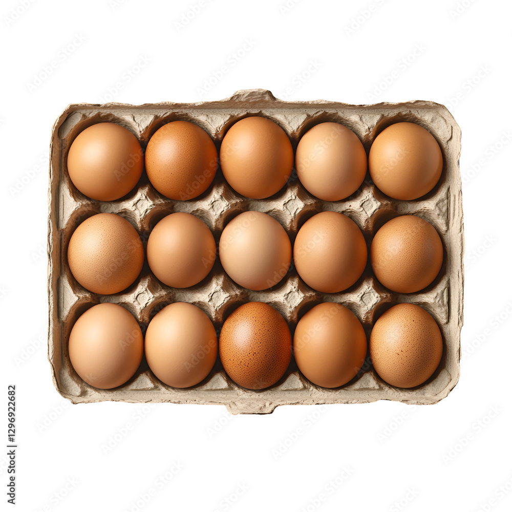 Fresh brown eggs in carton box isolated on transparent background Fresh brown eggs in carton box isolated on transparent background