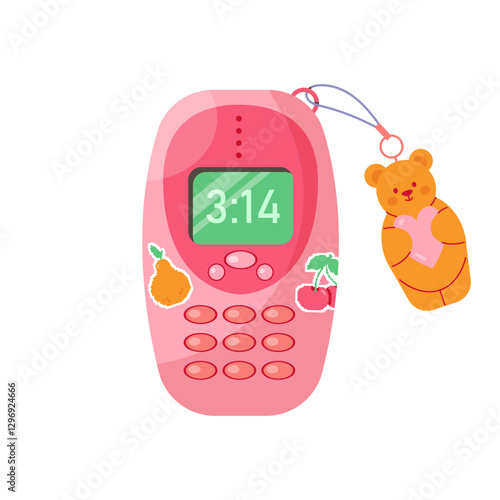 Cartoon mobile phone from the 90s in lo fi style