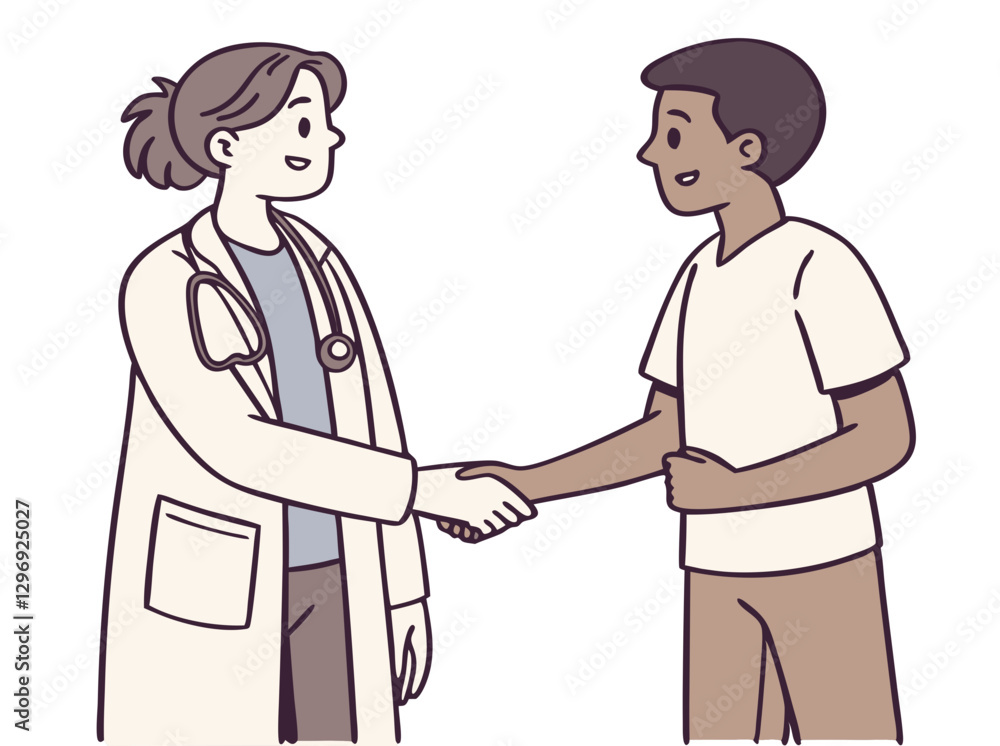 A doctor shaking hands with a patient, symbolizing trust and professionalism, isolated on white background.
A doctor shaking hands with a patient, symbolizing trust and professionalism, isolated on white background.