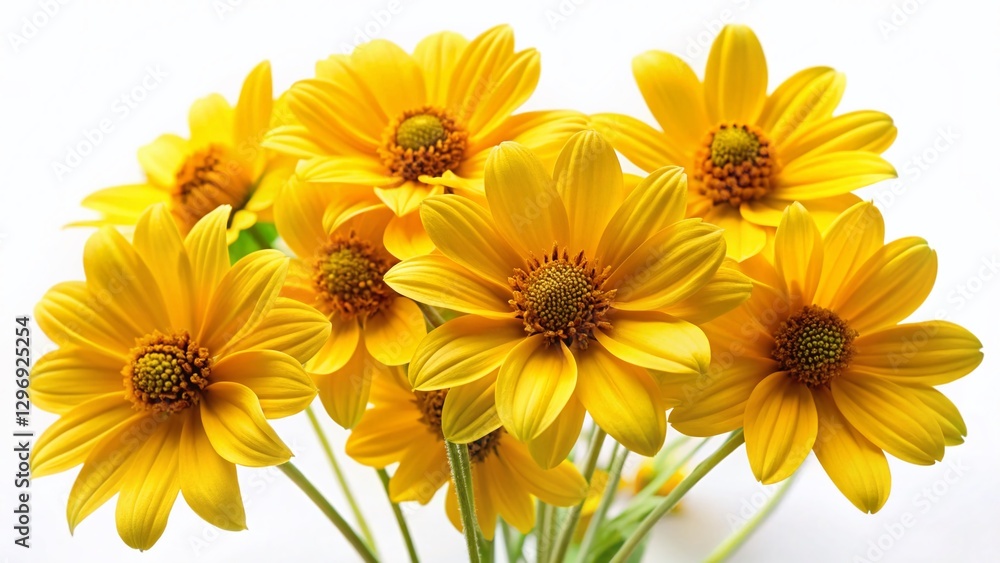 Naklejka premium Vibrant Yellow Flowers Isolated on Pure White Background - Perfect for Spring Designs