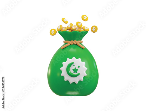 Zakat icon 3d render concept of Muslim financial charity donation system icon illustration