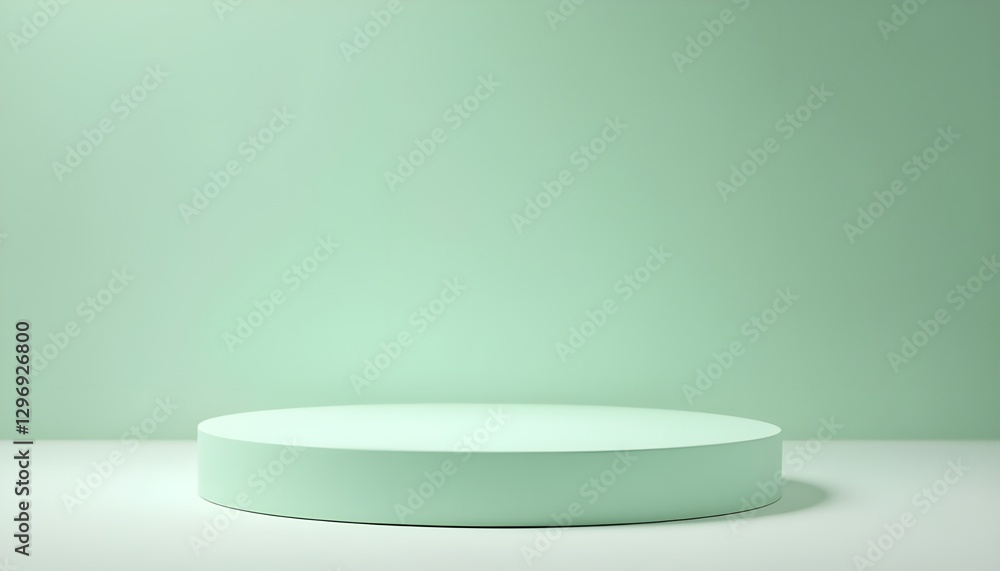 elegant pastel green podium for product display, minimalistic circular platform on reflective surface, soft gradient background, perfect for branding visuals elegant pastel green podium for product display, minimalistic circular platform on reflective surface, soft gradient background, perfect for branding visuals