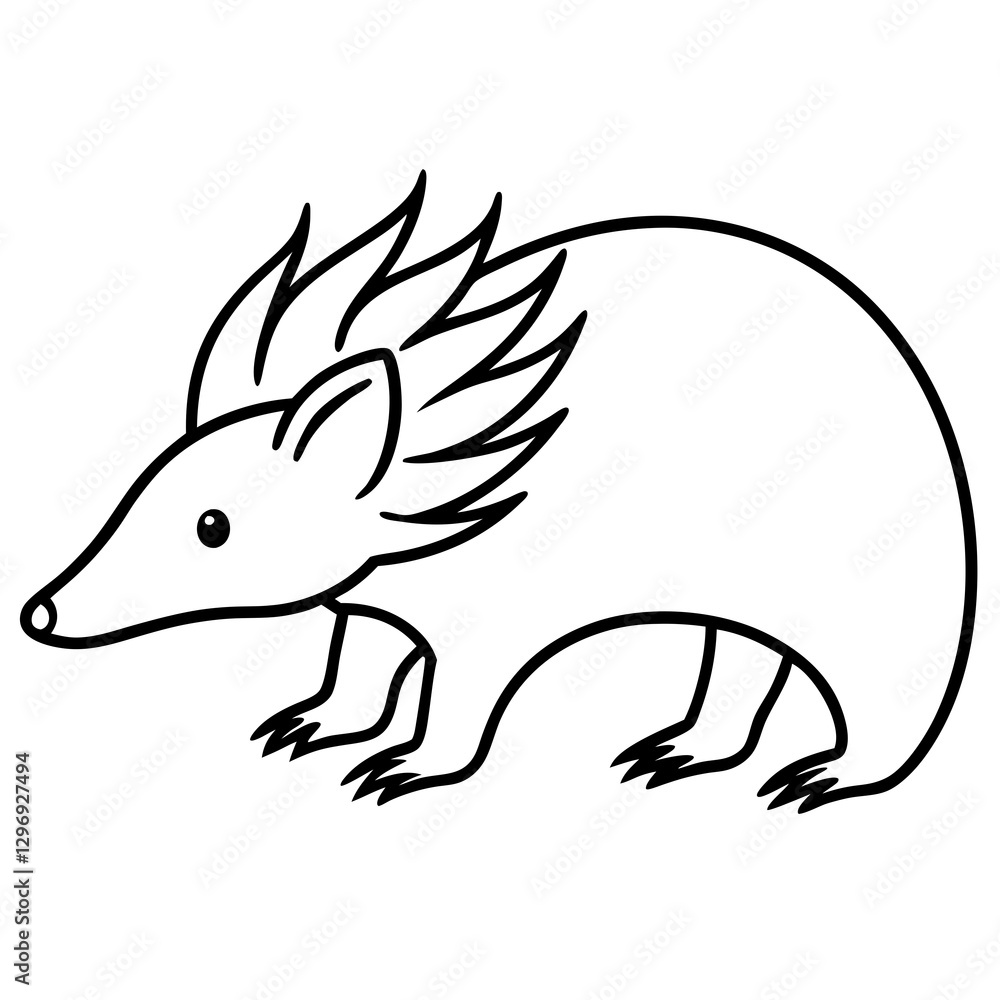 Elegant One-Line Echidna Vector Illustration Elegant One-Line Echidna Vector Illustration